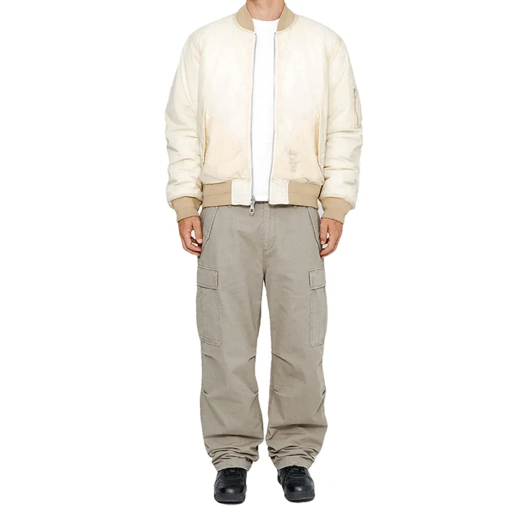 Stüssy Quilted Bomber Waxed Jacket - Cream