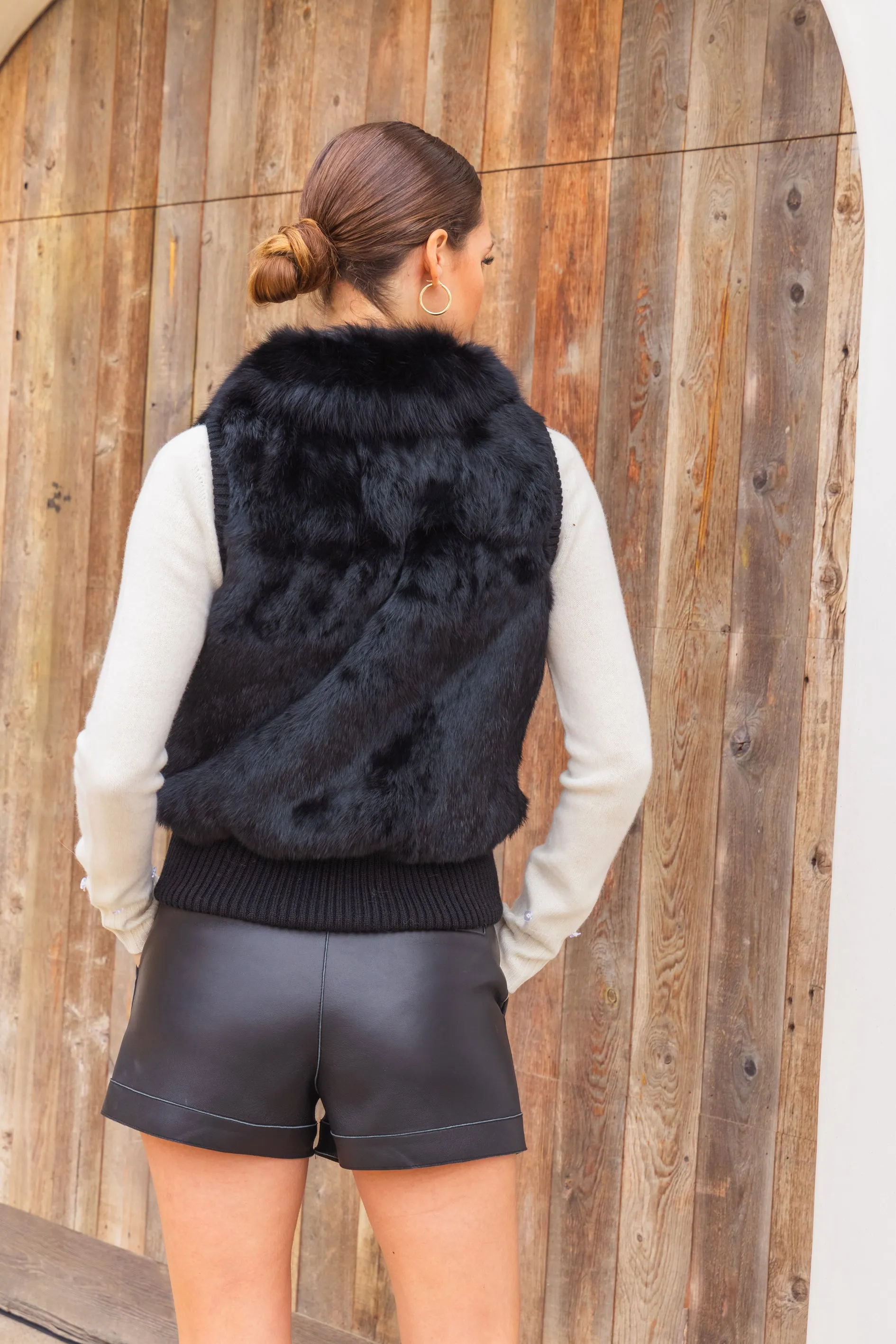 The Atrium Fur Vest in Black