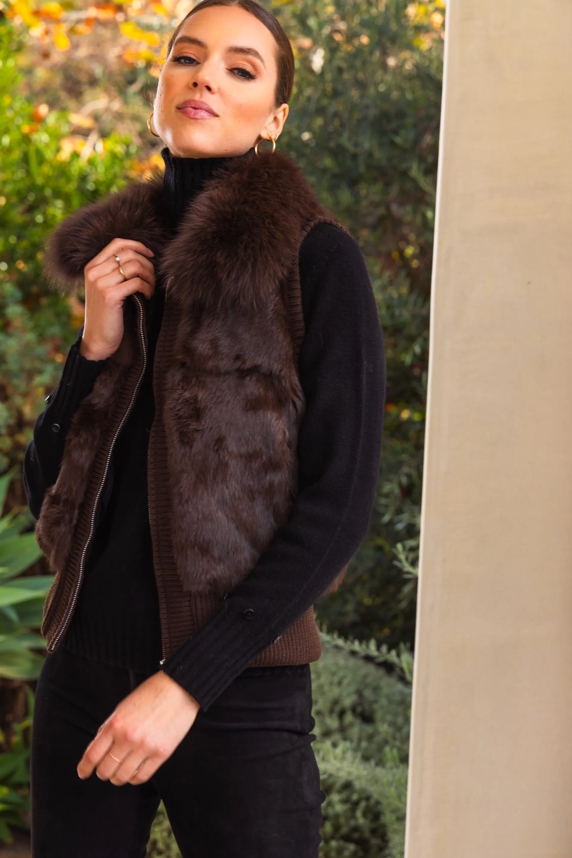 The Atrium Fur Vest in Brown