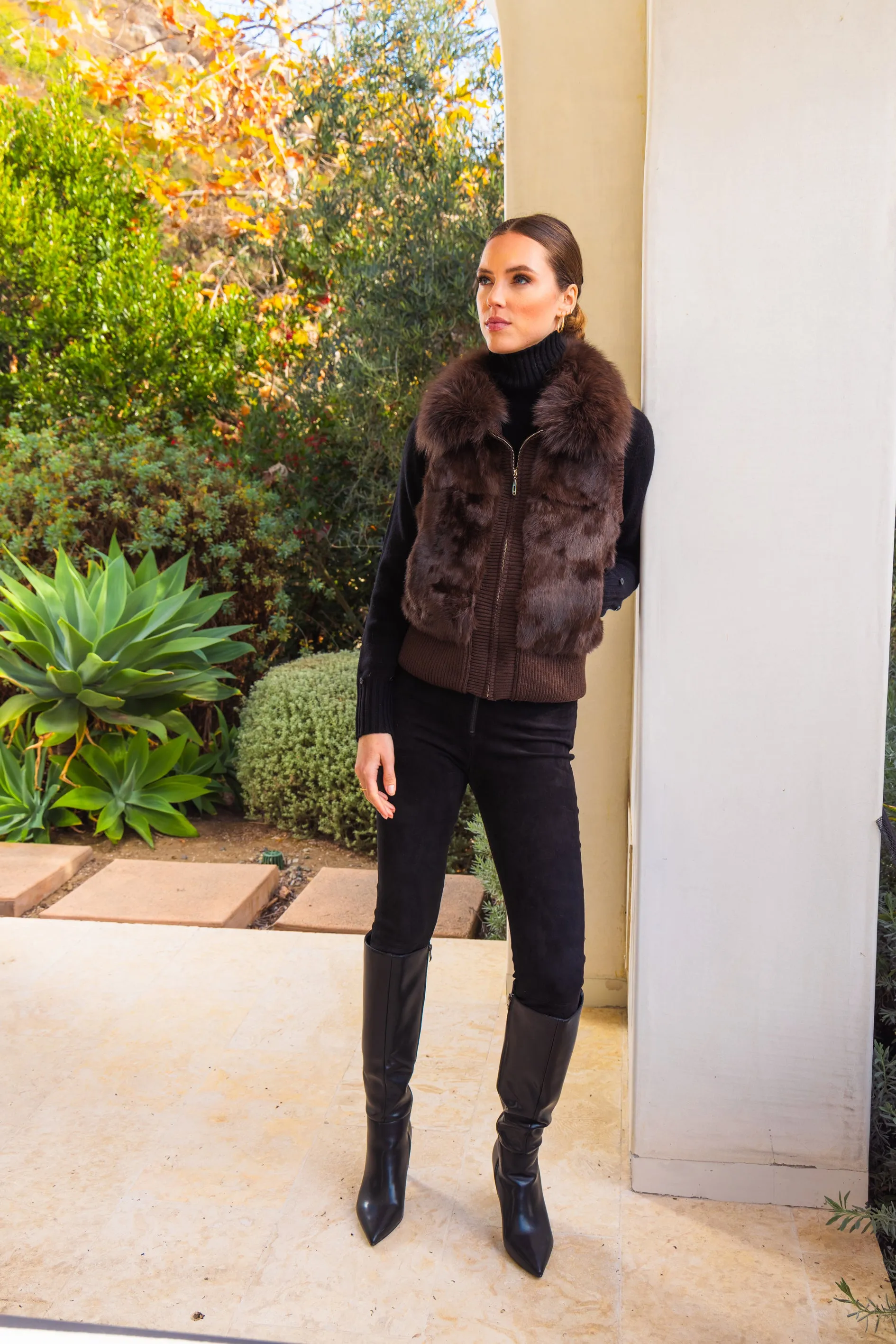 The Atrium Fur Vest in Brown