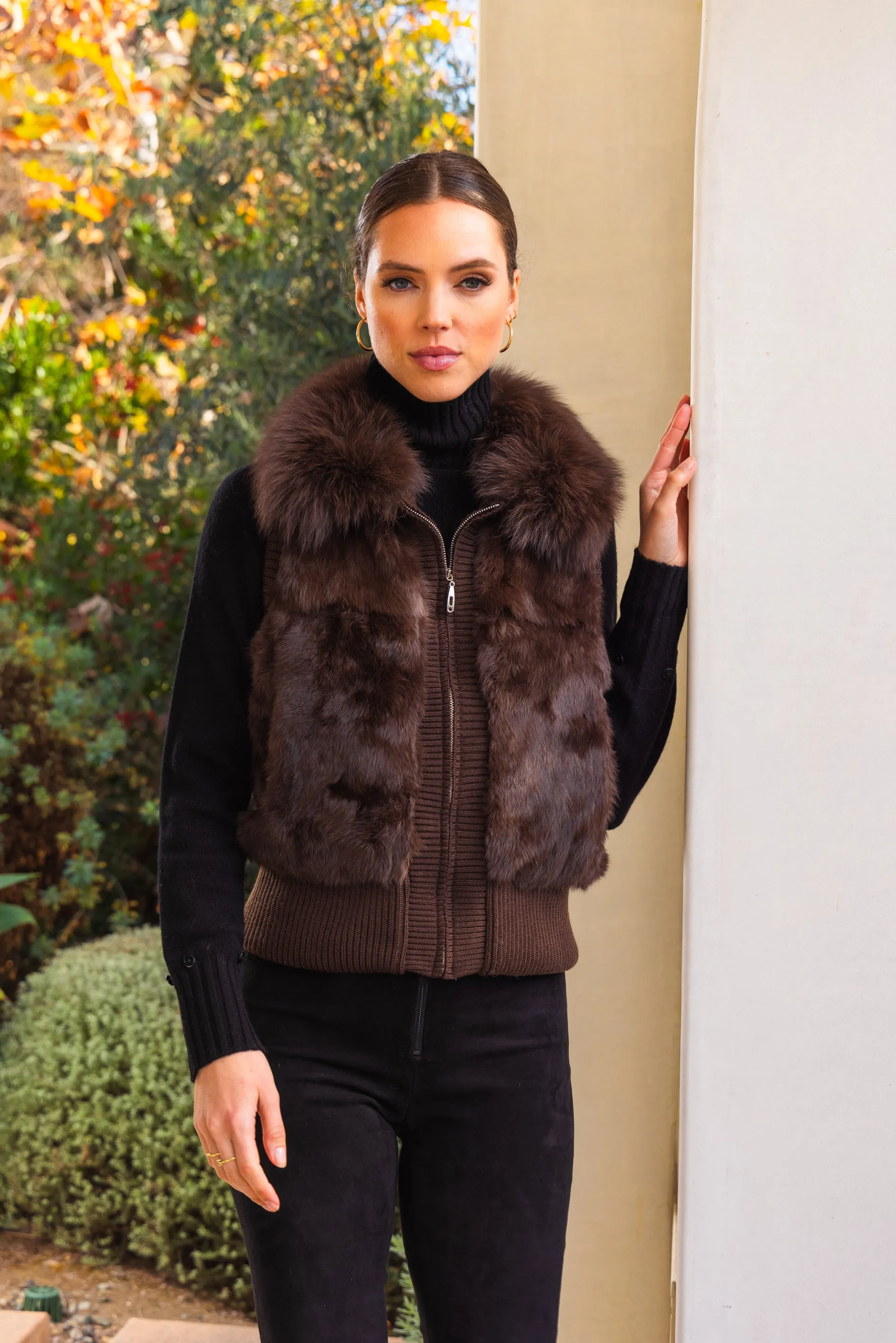 The Atrium Fur Vest in Brown