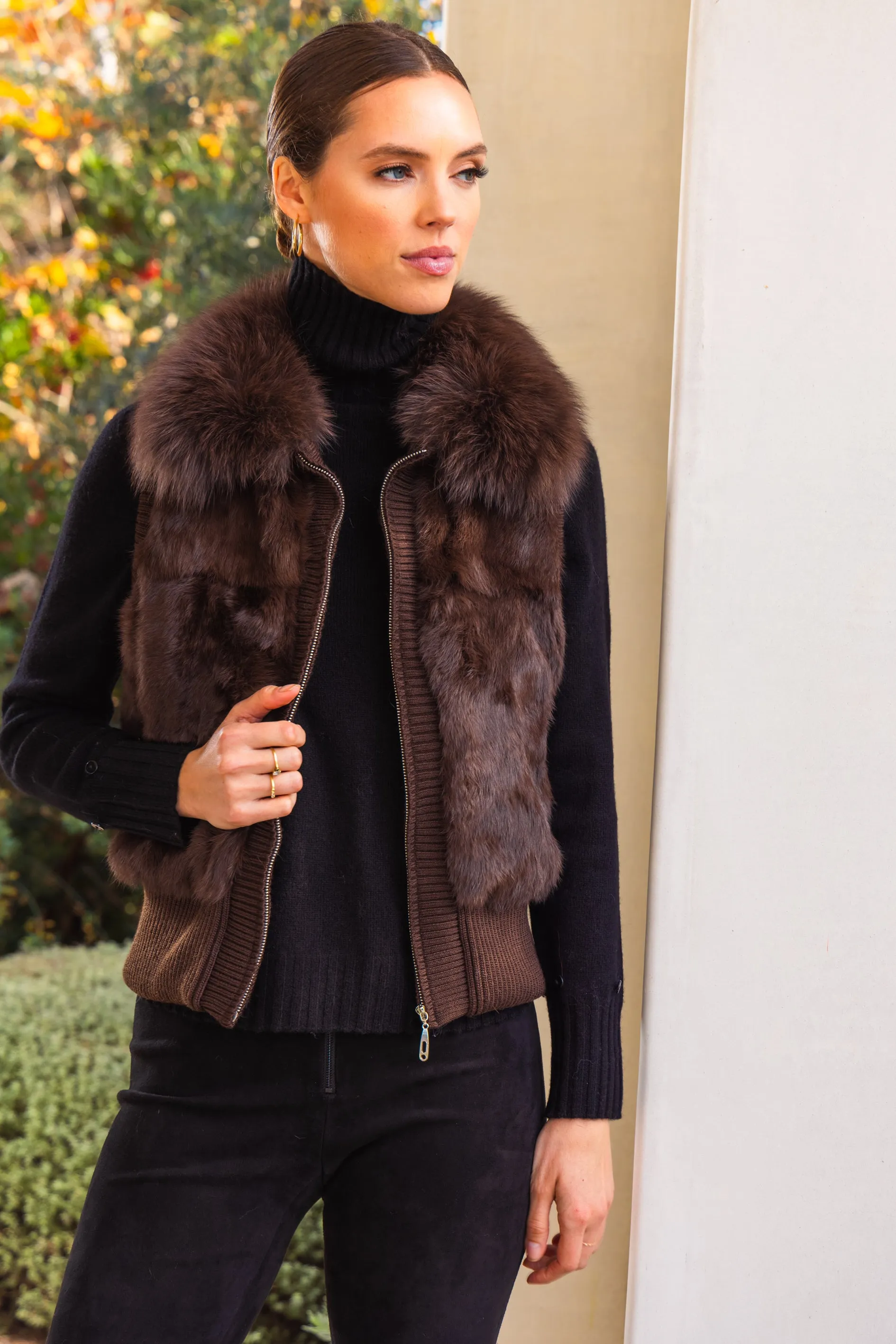 The Atrium Fur Vest in Brown