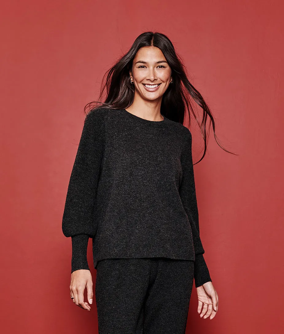 The Coziest Cashmere Blend Bishop-Sleeve Sweater - Main