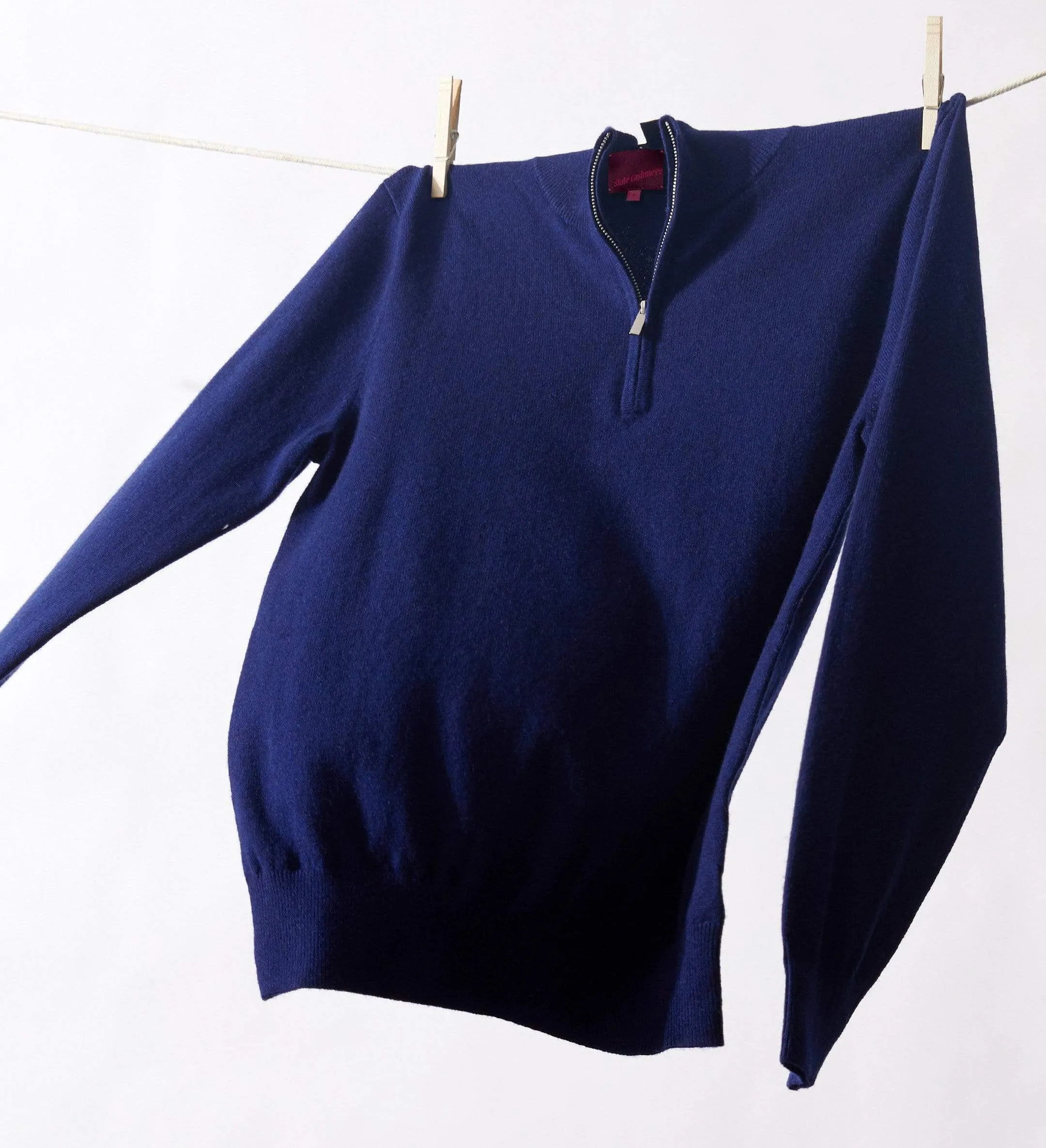 The Mock-Neck Quarter Zip Cashmere Polo Sweater