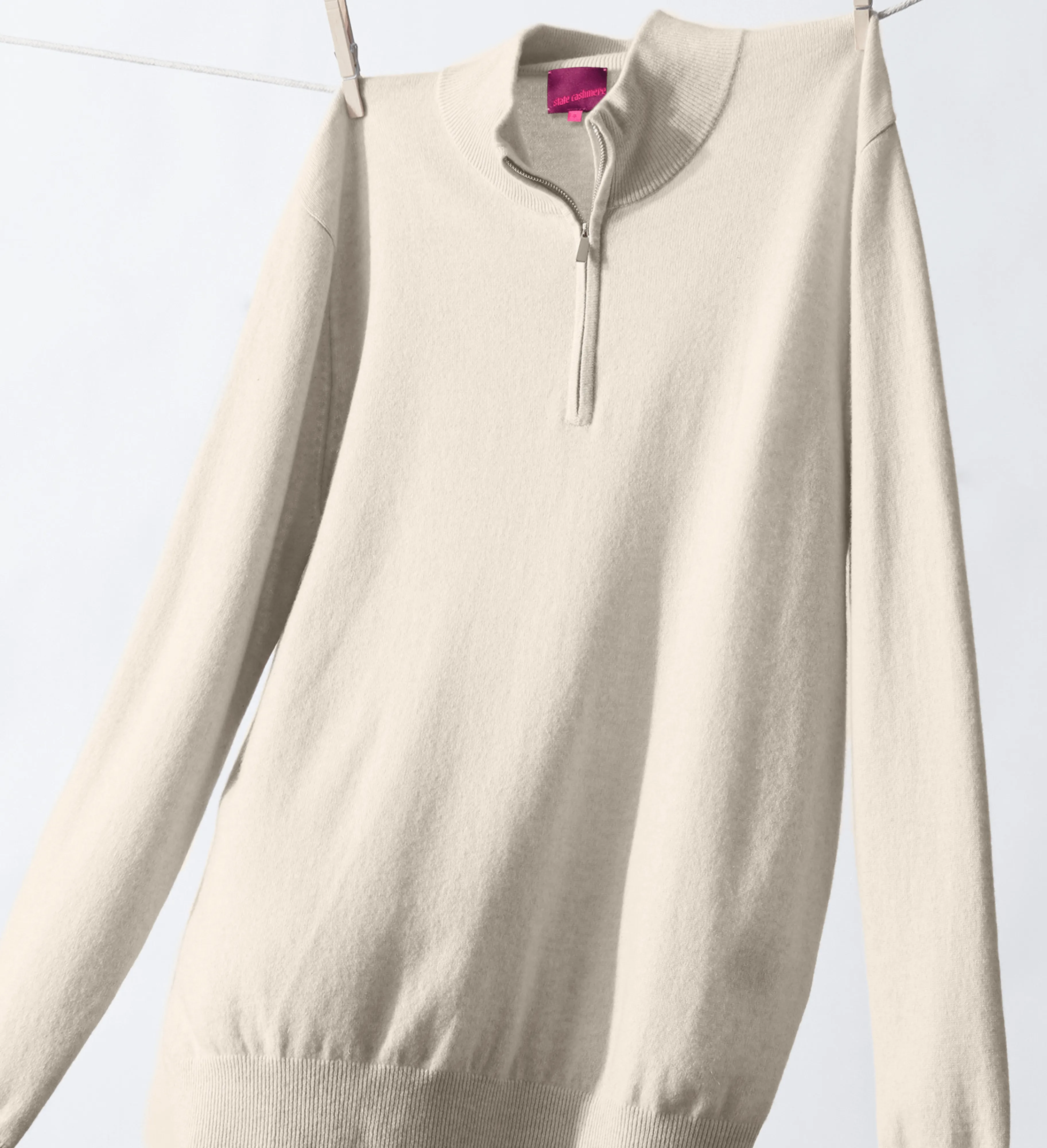 The Mock-Neck Quarter Zip Cashmere Polo Sweater