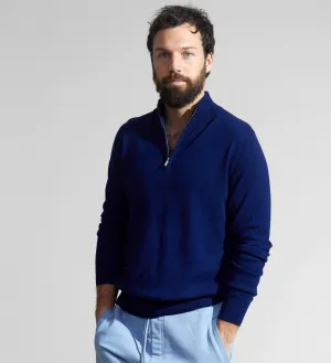 The Mock-Neck Quarter Zip Cashmere Polo Sweater