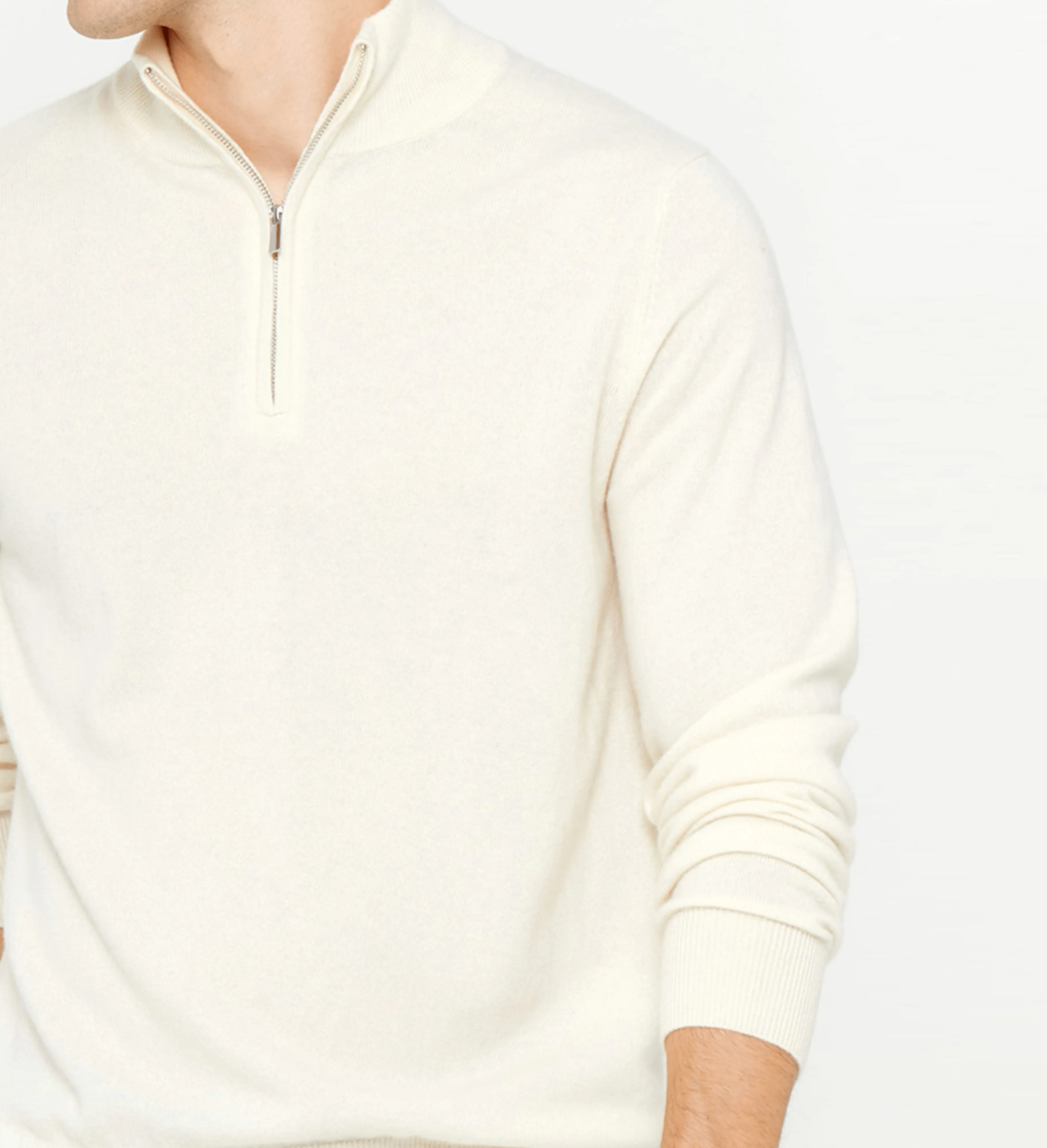 The Mock-Neck Quarter Zip Cashmere Polo Sweater