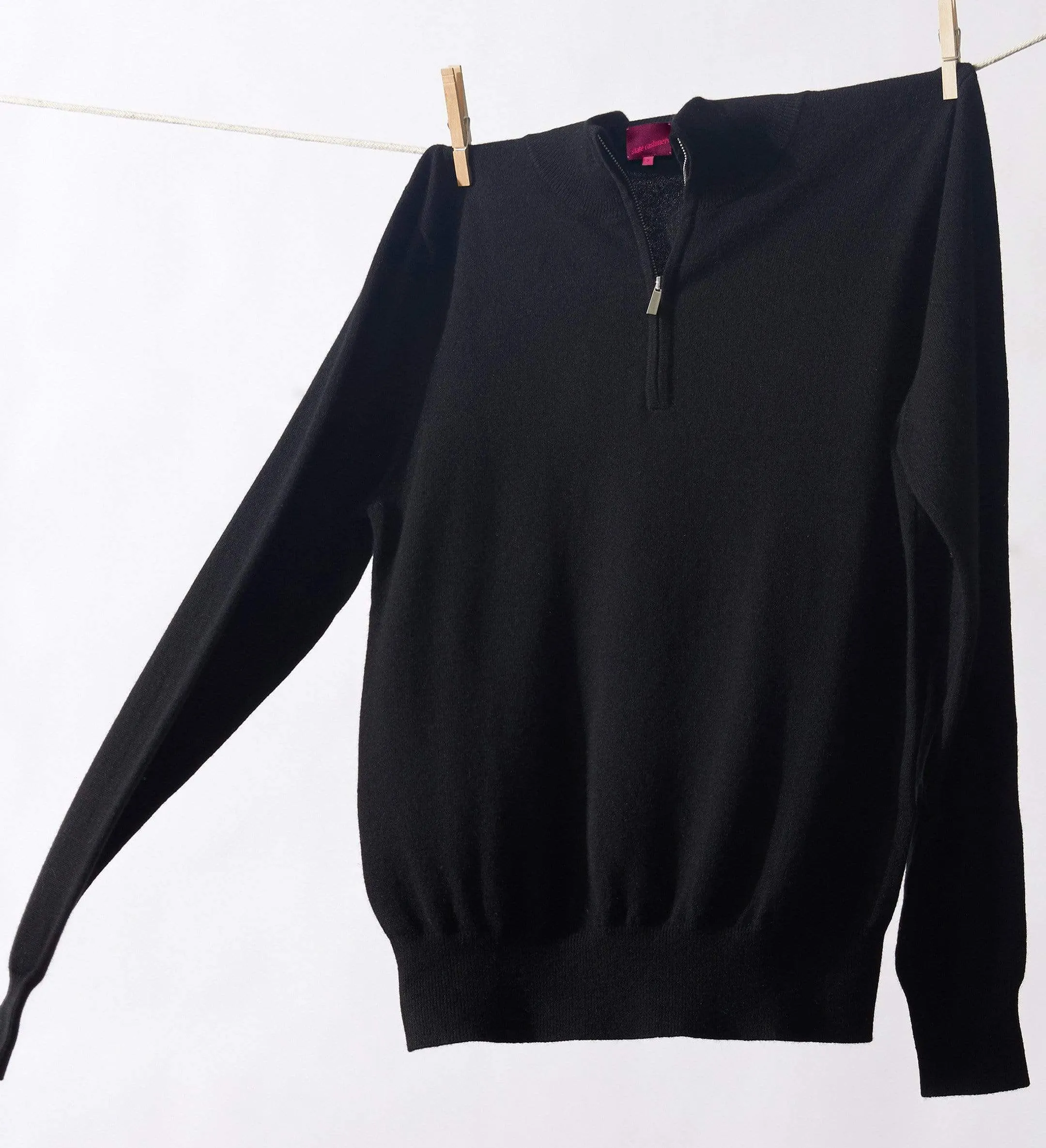 The Mock-Neck Quarter Zip Cashmere Polo Sweater