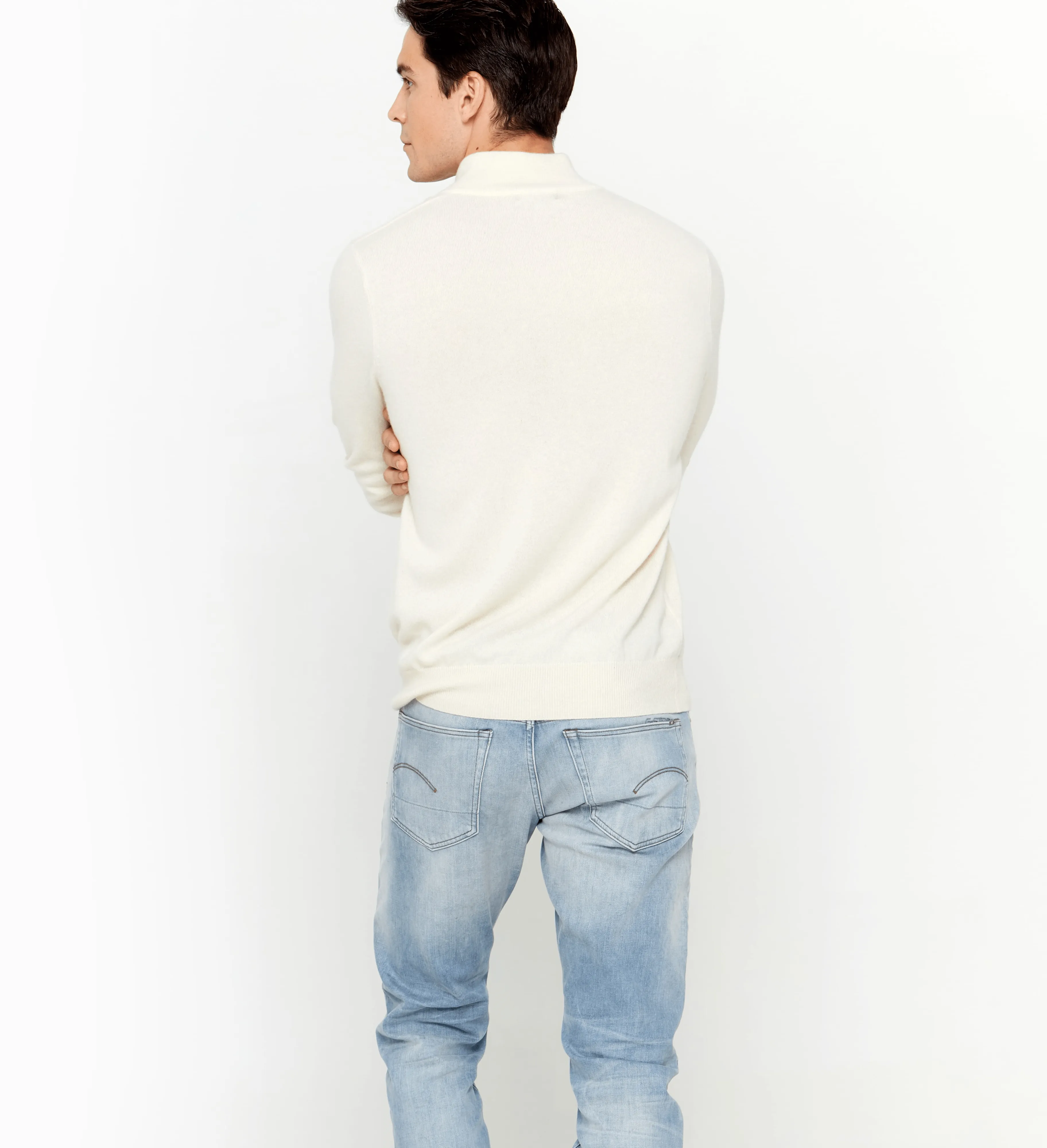 The Mock-Neck Quarter Zip Cashmere Polo Sweater