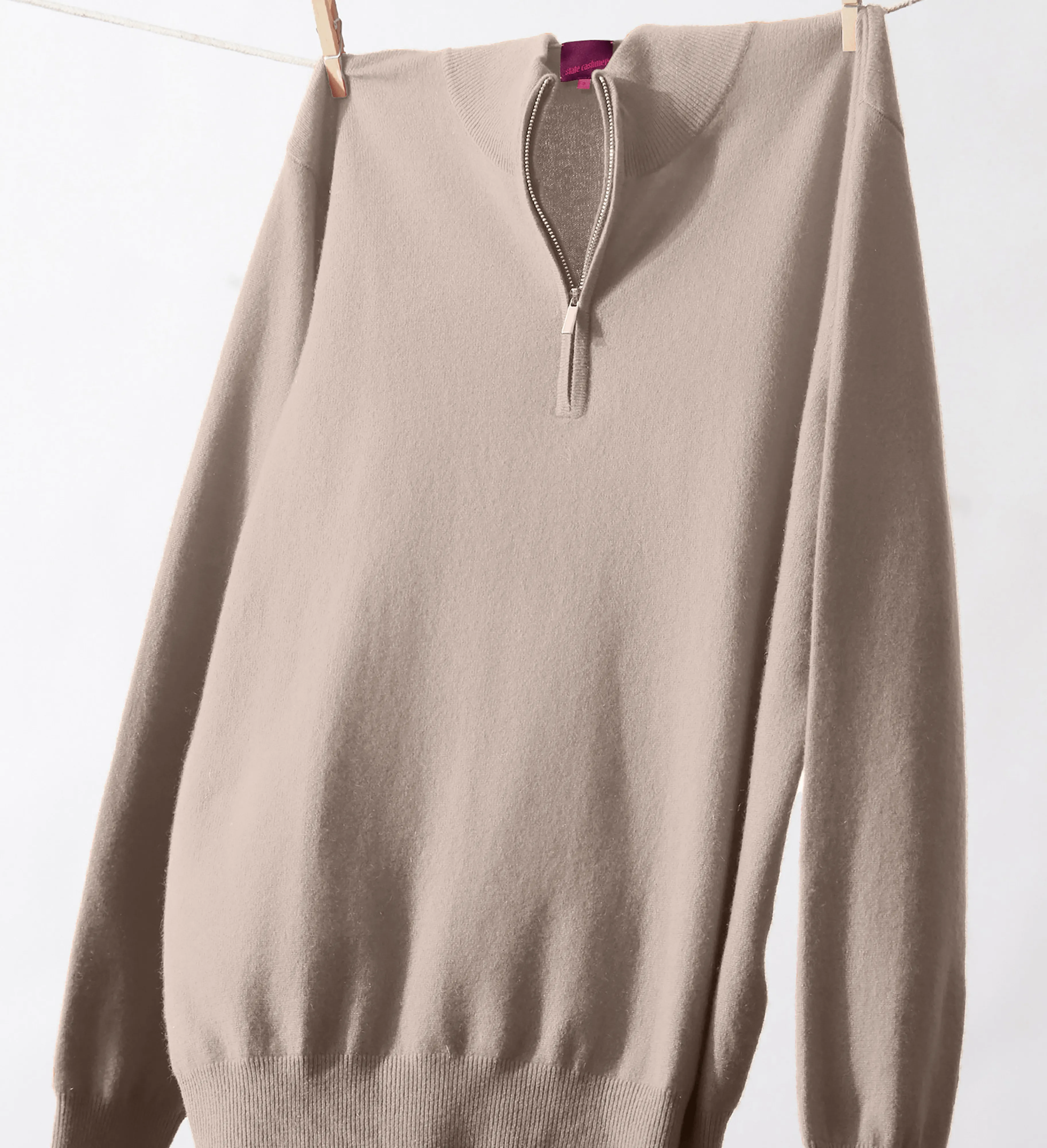 The Mock-Neck Quarter Zip Cashmere Polo Sweater