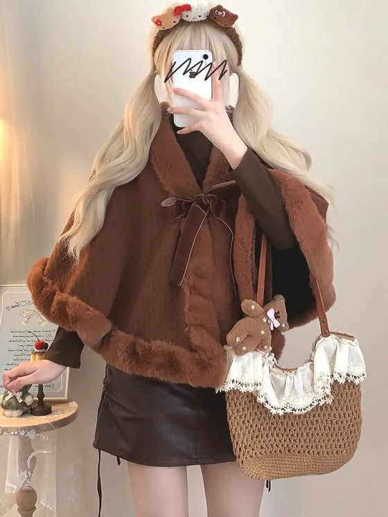 The Snow Season Faux Fur Cape