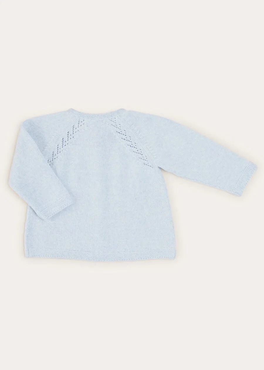 Two Button Baby Cardigan In Light Blue (1-9mths)