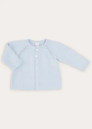 Two Button Baby Cardigan In Light Blue (1-9mths)