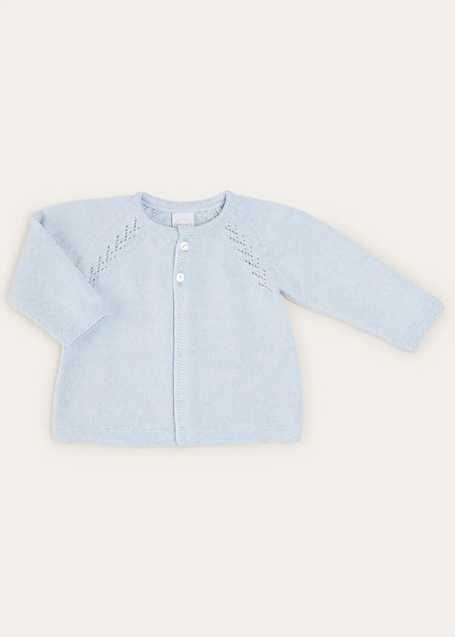 Two Button Baby Cardigan In Light Blue (1-9mths)