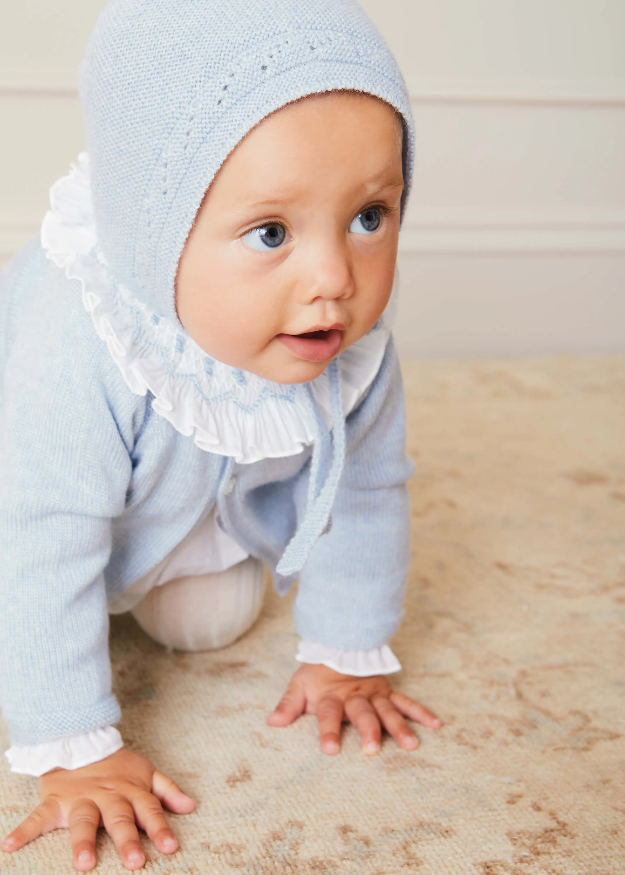 Two Button Baby Cardigan In Light Blue (1-9mths)