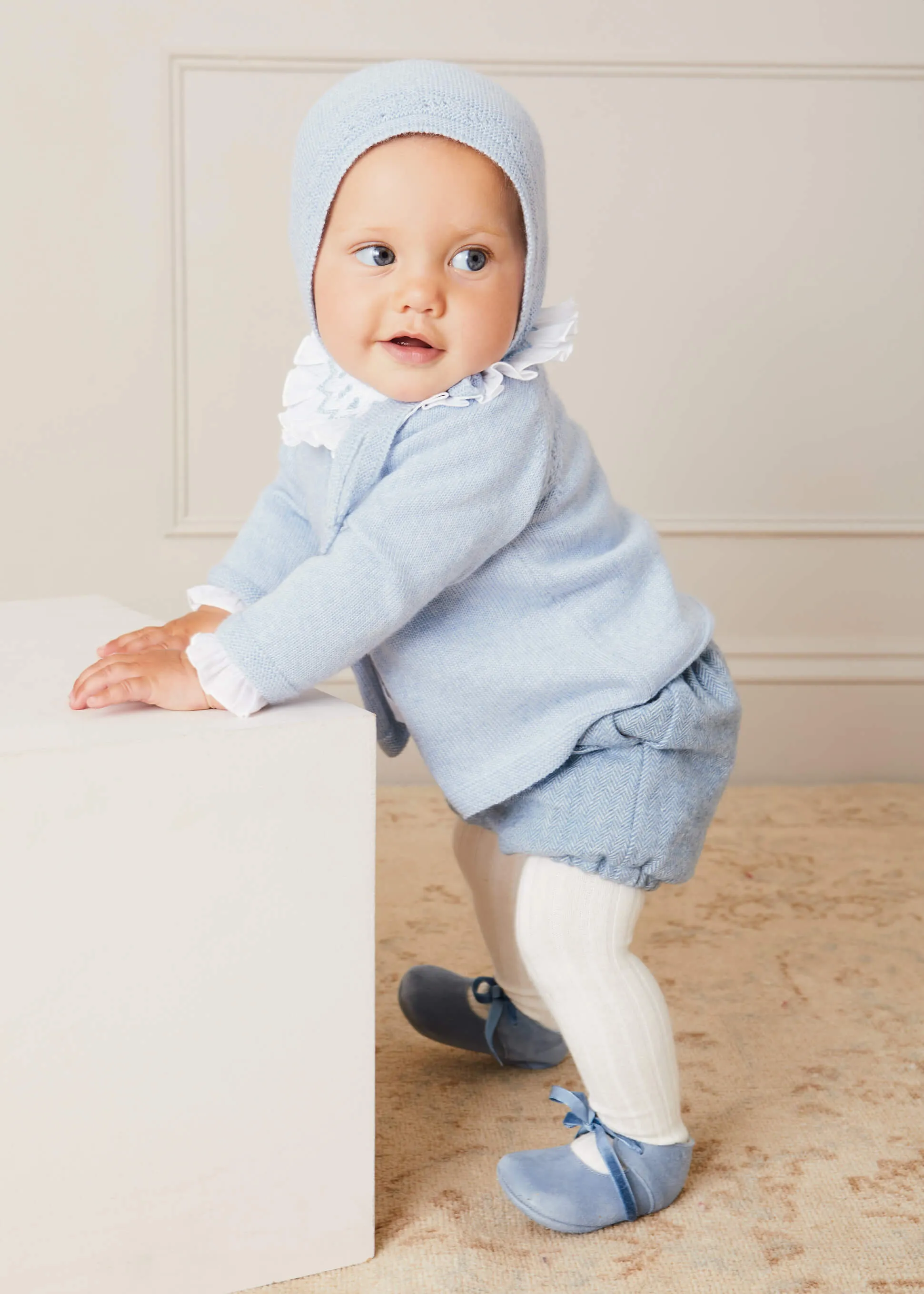 Two Button Baby Cardigan In Light Blue (1-9mths)