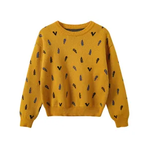 Vauva FW23 - Boys Embroidered Cotton Pullover (Yellow)