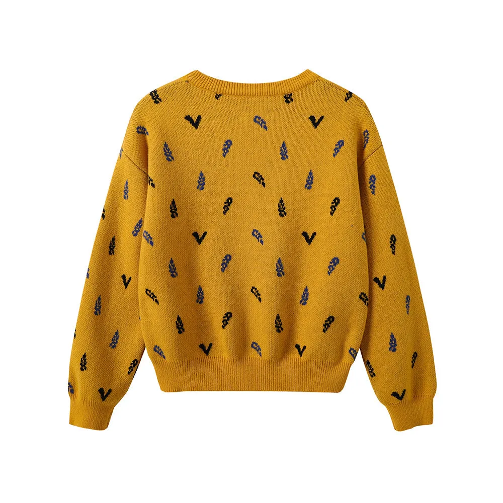 Vauva FW23 - Boys Embroidered Cotton Pullover (Yellow)