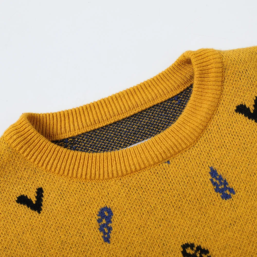 Vauva FW23 - Boys Embroidered Cotton Pullover (Yellow)