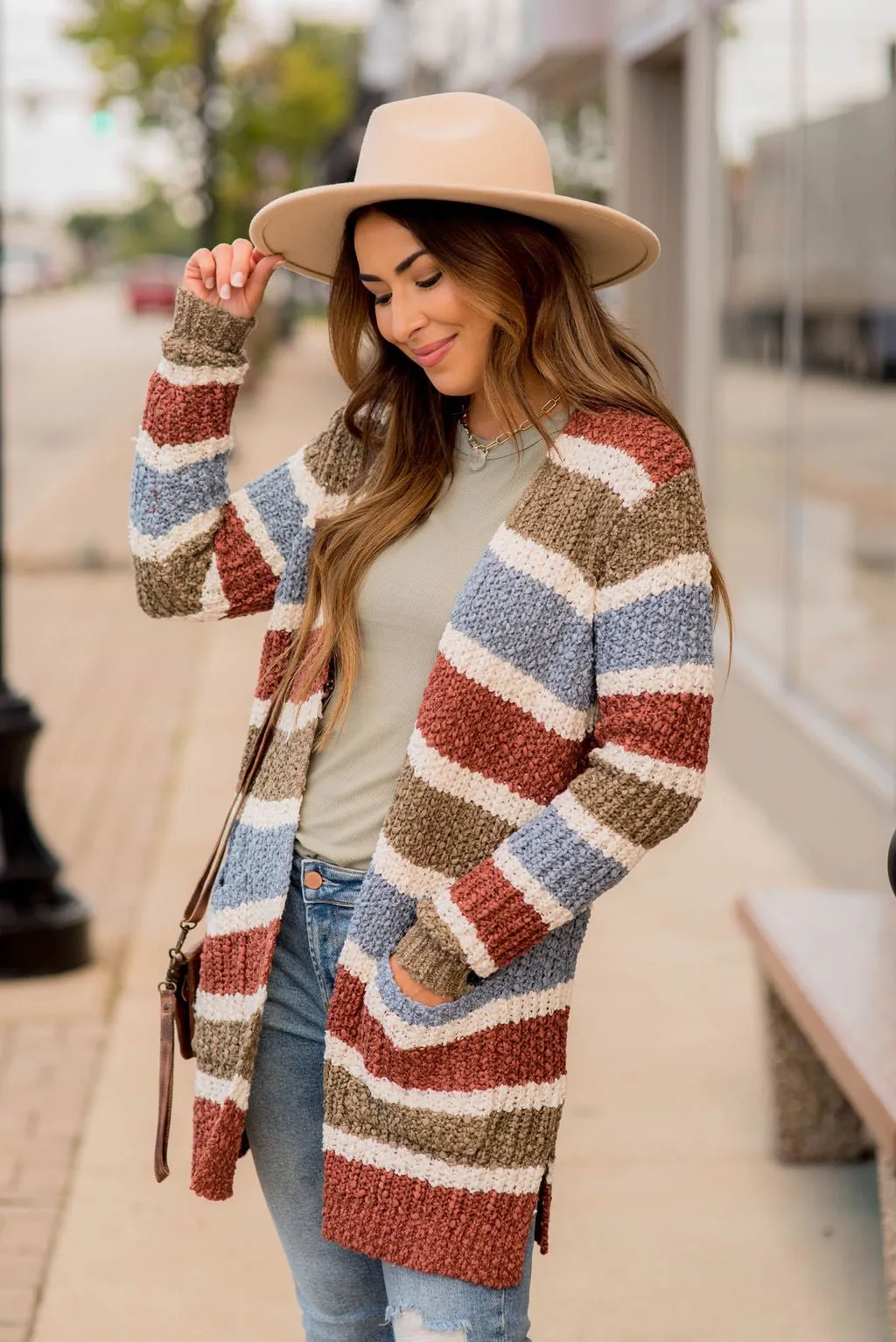 Warm and Cozy Knitted Blocked Cardigan