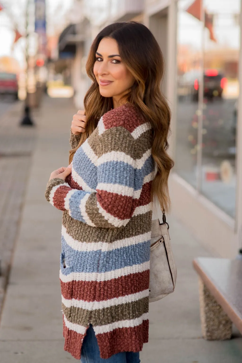 Warm and Cozy Knitted Blocked Cardigan