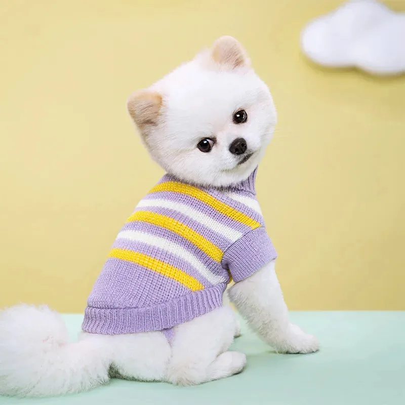 Warm Elegance for Petite Paws: Puppy Knitted Sweater - Autumn and Winter Cozy Turtleneck for Small Dogs and Cats - Soft Kitten Costume Perfect for Yorkies, Chihuahuas, and Pugs