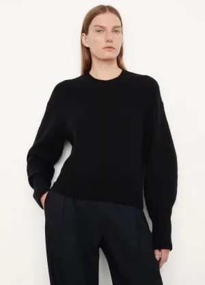 Wide Sleeve Crew Neck Sweater in Black