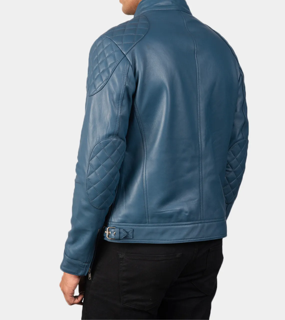 Wilbur Blue Quilted Men's Leather Jacket