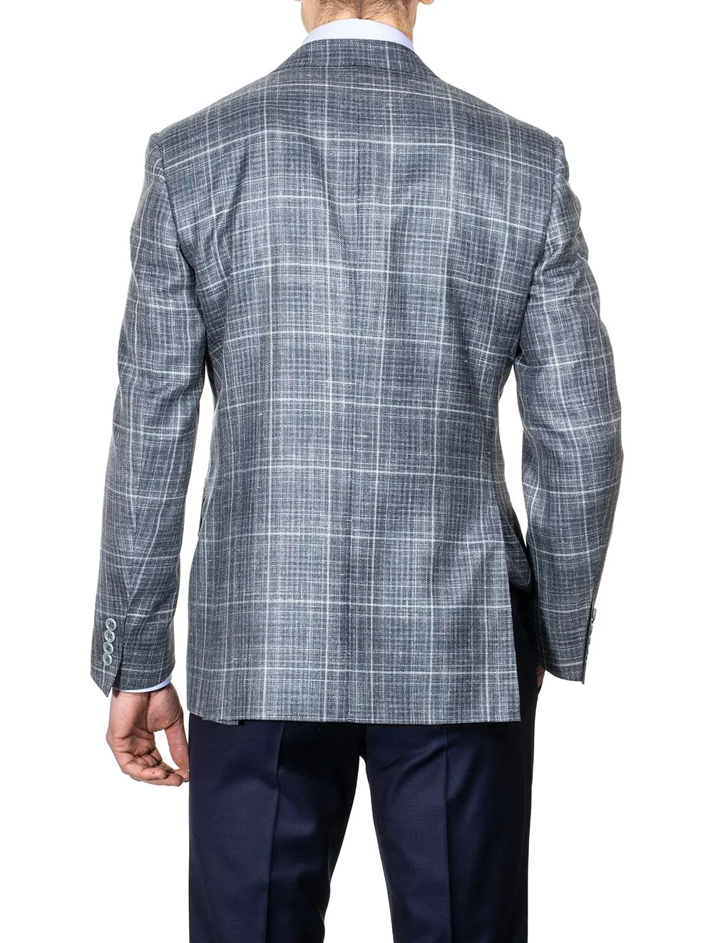 Window Pane Check Jacket Blue