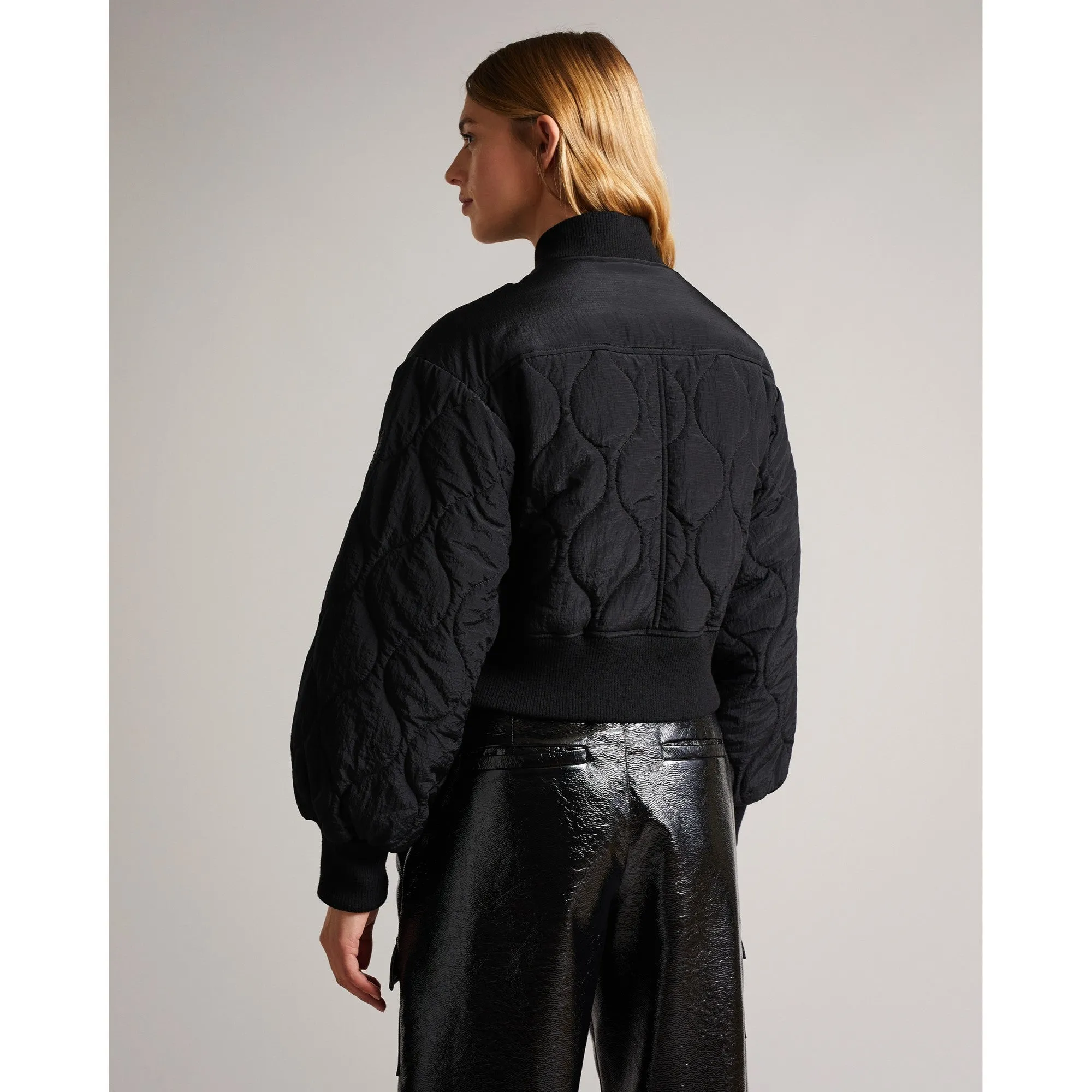 Women Wmo-Aelexis-Onion Quilted Bomber Jacket - Black