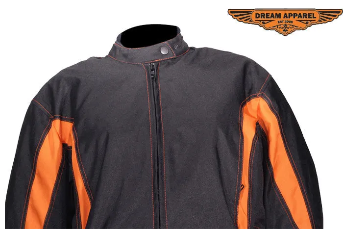 Women's Black & Orange Textile Racer Jacket With Z/o Lining