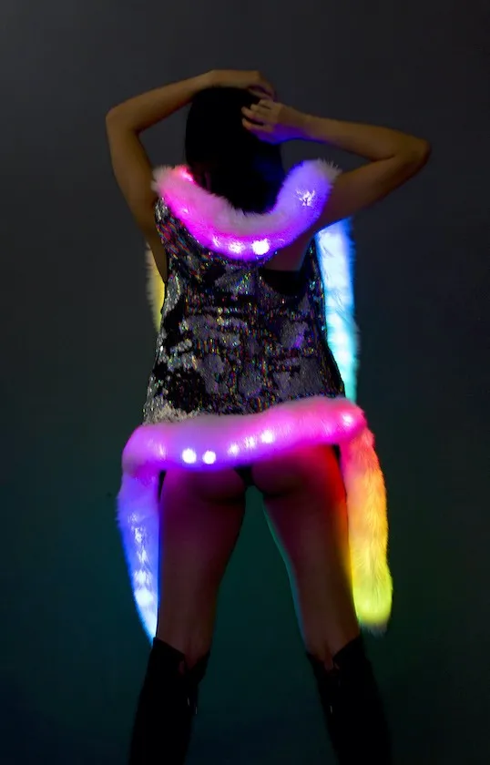 Women's LED Flip Sequin Vest in "Turq-Pink"