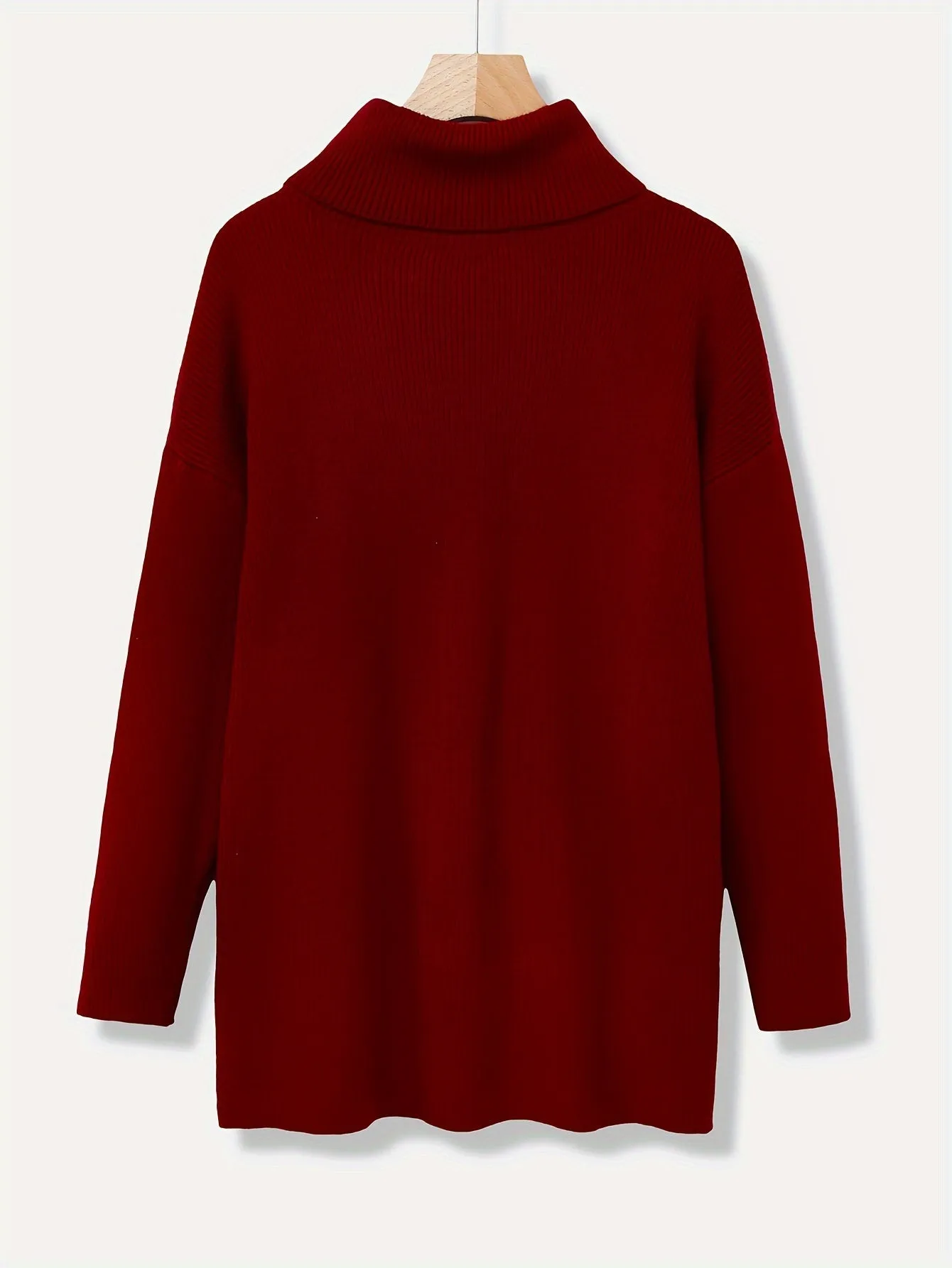 Women's Luxurious Oversized Solid Colour Turtleneck Knitted Jumper | Ideal for Autumn/Winter