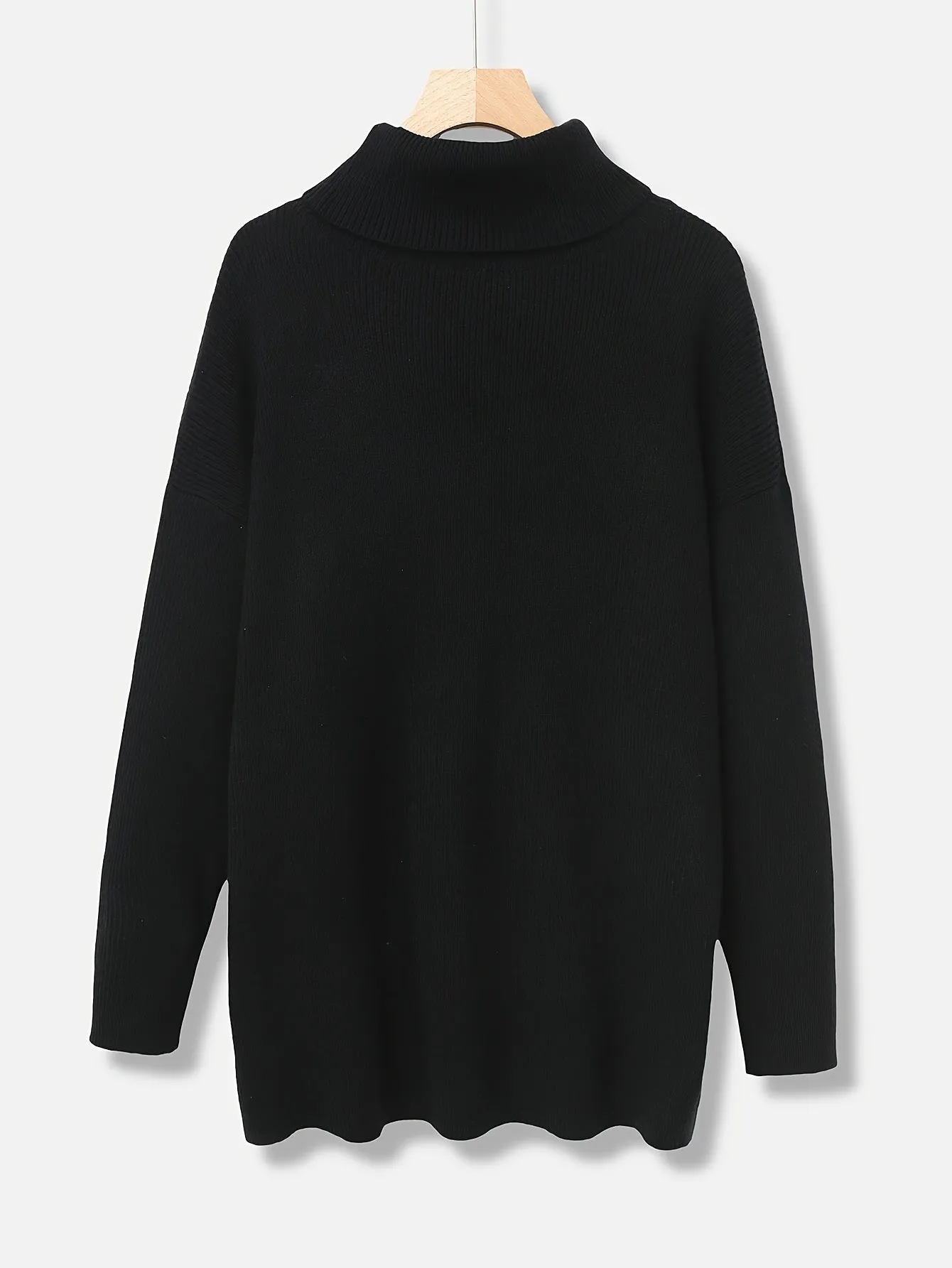 Women's Luxurious Oversized Solid Colour Turtleneck Knitted Jumper | Ideal for Autumn/Winter