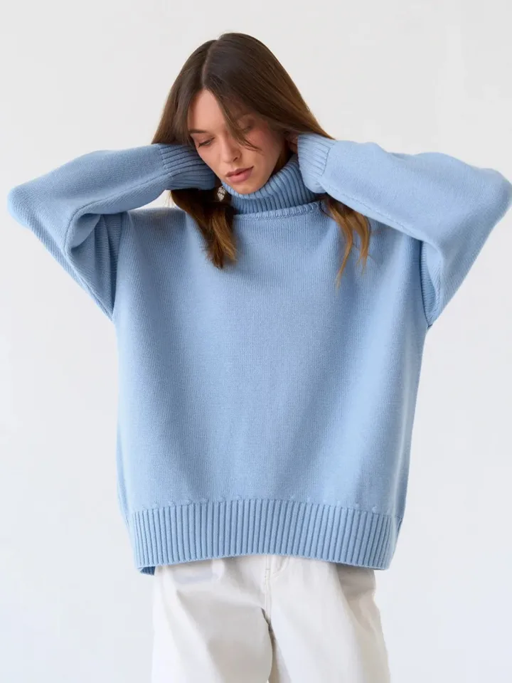 Women's Oversized Knitted Turtleneck Jumper | Ideal for Autumn/Winter