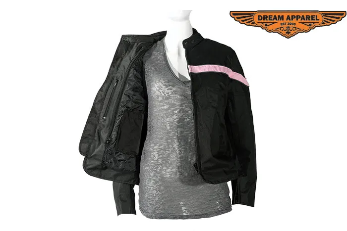 Womens Pink Stripe Textile Jacket