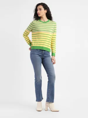 Women's Striped Multicolor Crew Neck Sweater