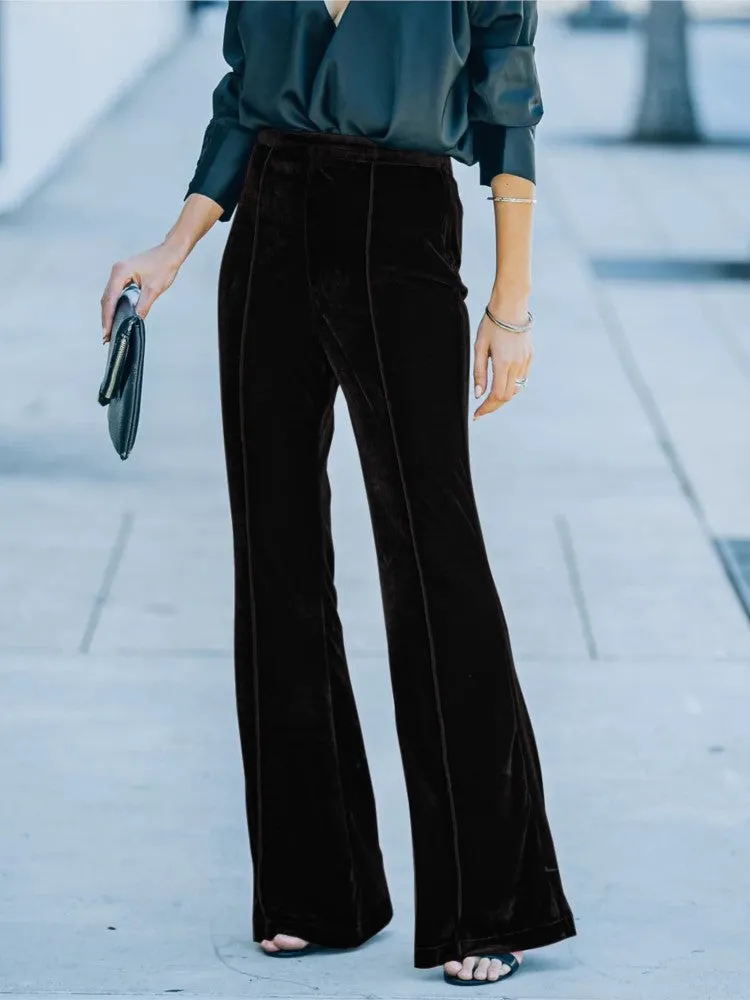 Women's Stylish Velvet Flared Trousers | Ideal for All Seasons