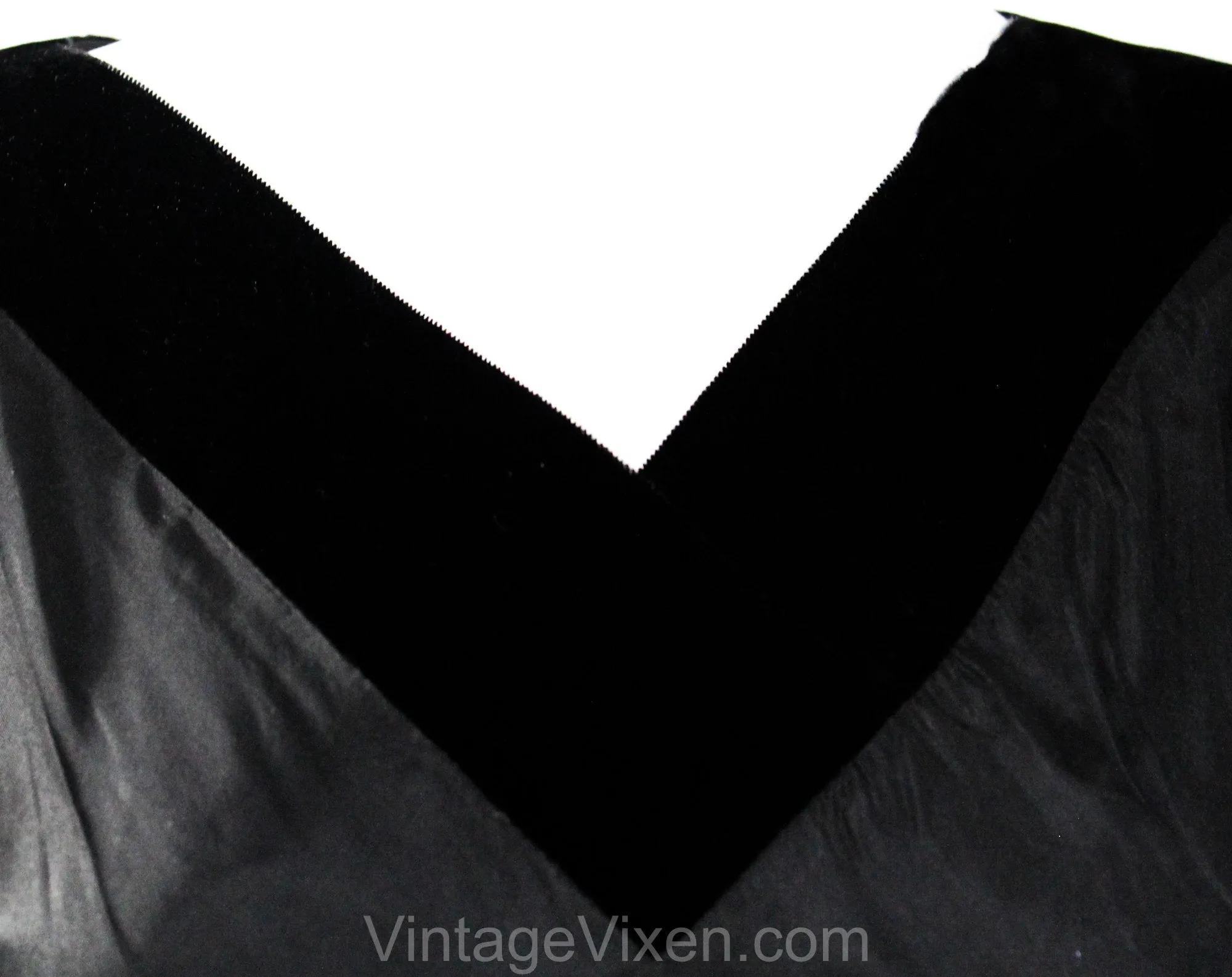 XS 1950s Black Taffeta Full-Skirted Top with Velvet Neckline - Size 2 New Look 50s Evening Bodice with Circle Skirt Style Peplum & Pockets