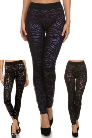 Yelete Fleece Leggings - Foil Print